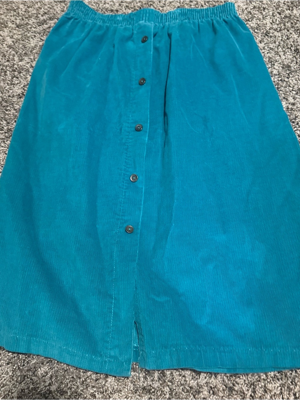 Teal Button-Front Midi Skirt